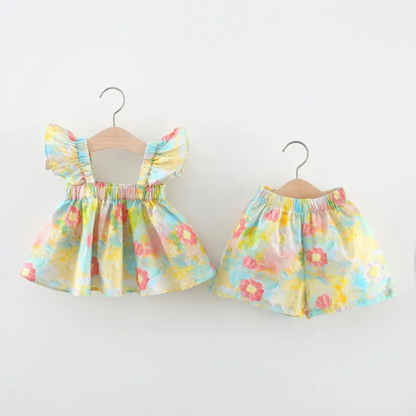 New Oil printed short sleeve baby two pieces