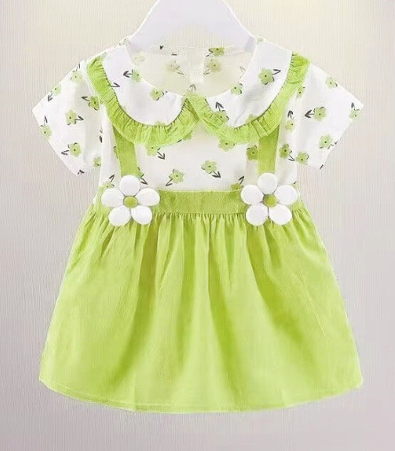 Summer Korean version of baby girl's clothing printed princess cotton short-sleeved dress children's skirt
